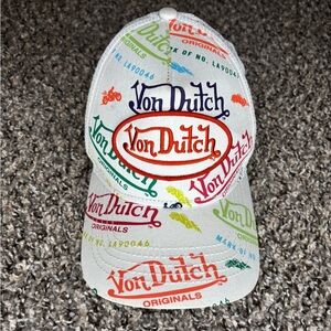 VINTAGE Von Dutch White Cap with Multicolor Logo!